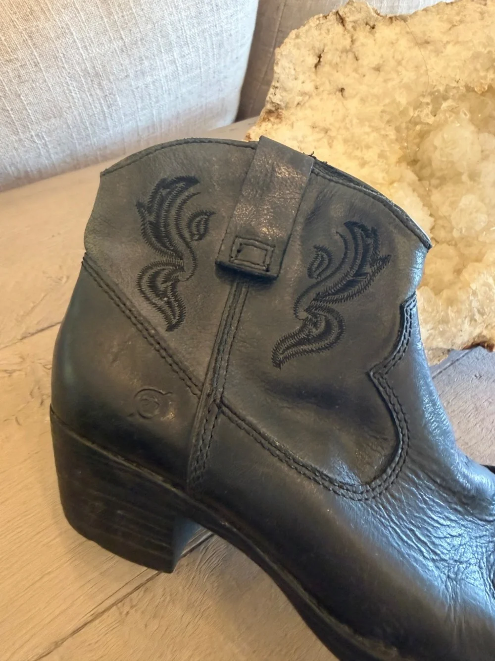 Born Riven Stitched Quality Black Leather Western Cowboy Boots Rodeo Booties 8